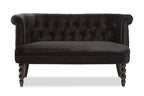 Baxton Studio Flax Victorian Style Contemporary Black Velvet Fabric Upholstered 2-seater Loveseat