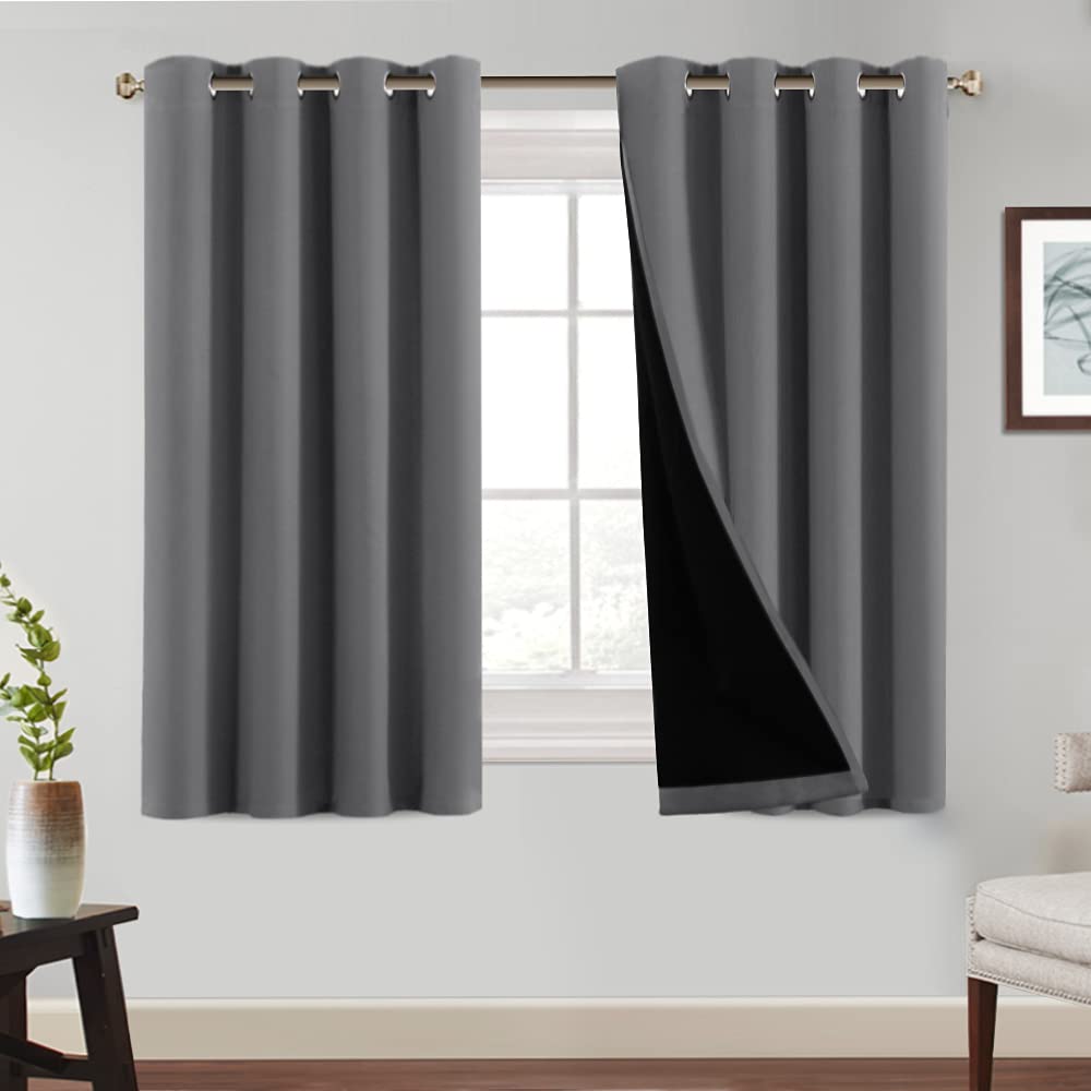 Princedeco 100% Blackout Curtains For Bedroom Full Blackout Curtain Panels Super Soft Insulated Grommet Drapes Complete Blackout