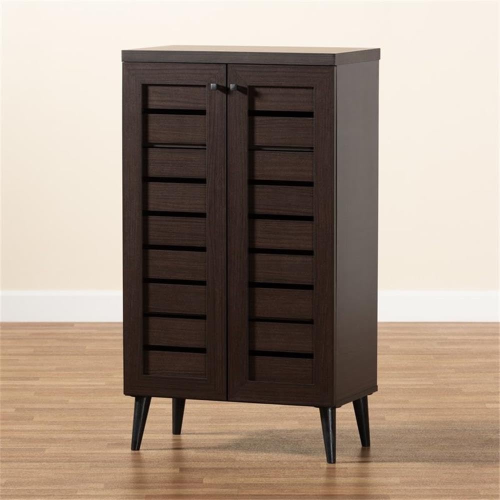 Baxton Studio Salma Modern and Contemporary Dark Brown Finished Wood 2-Door Shoe Storage Cabinet