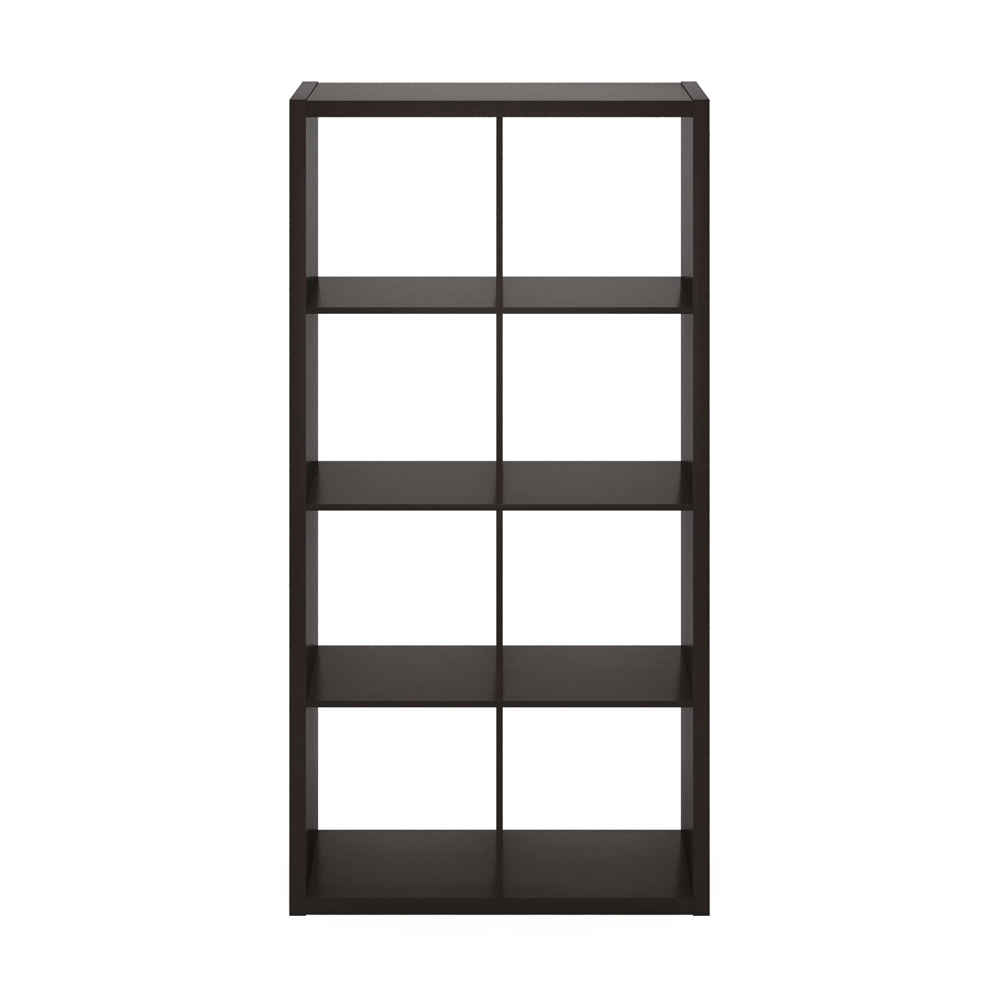 Furinno Cubicle Open Back Decorative Cube Storage Organizer, 8-Cube, Dark Oak