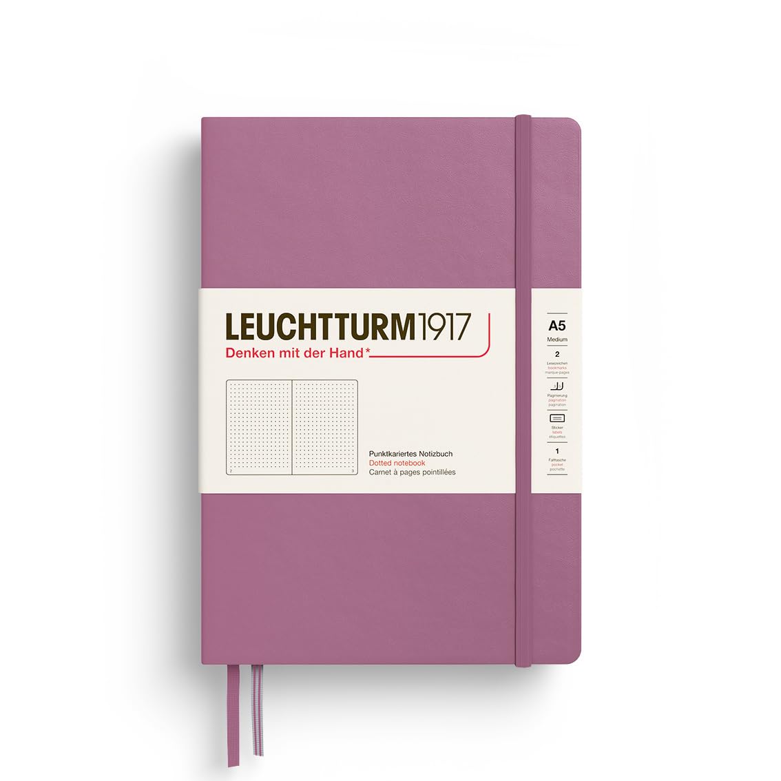 Leuchtturm1917 - Notebook Hardcover Medium A5-251 Numbered Pages For Writing And Journaling - Thinking Ahead (Dotted Paper, Dust
