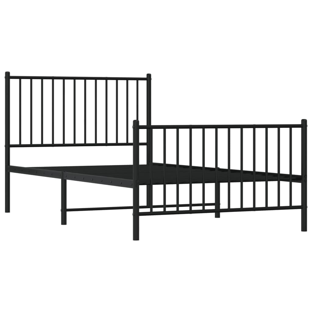 vidaXL 12-Inch Black Metal Twin Bed Frame with Headboard & Footboard, Heavy-Duty Construction with Under-Bed Storage for Modern Bedroom, No Box Spring Needed & Easy Assembly, No Mattress