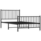 vidaXL 12-Inch Black Metal Twin Bed Frame with Headboard & Footboard, Heavy-Duty Construction with Under-Bed Storage for Modern Bedroom, No Box Spring Needed & Easy Assembly, No Mattress