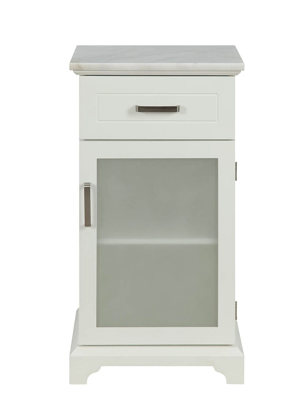 HomeRoots MDF, Marble(Degree:B), te 16' X 13' X 30' White Classy Cabinet