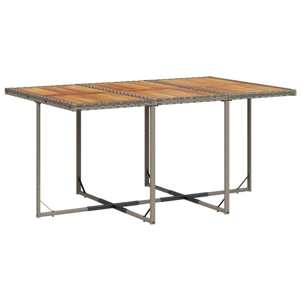 vidaXL 11 Piece Patio Dining Set with Cushions - Gray PE Rattan, Acacia Wood Tabletop, Foldable Chairs, and Stools - Ideal for Outdoor, Garden, and Patio