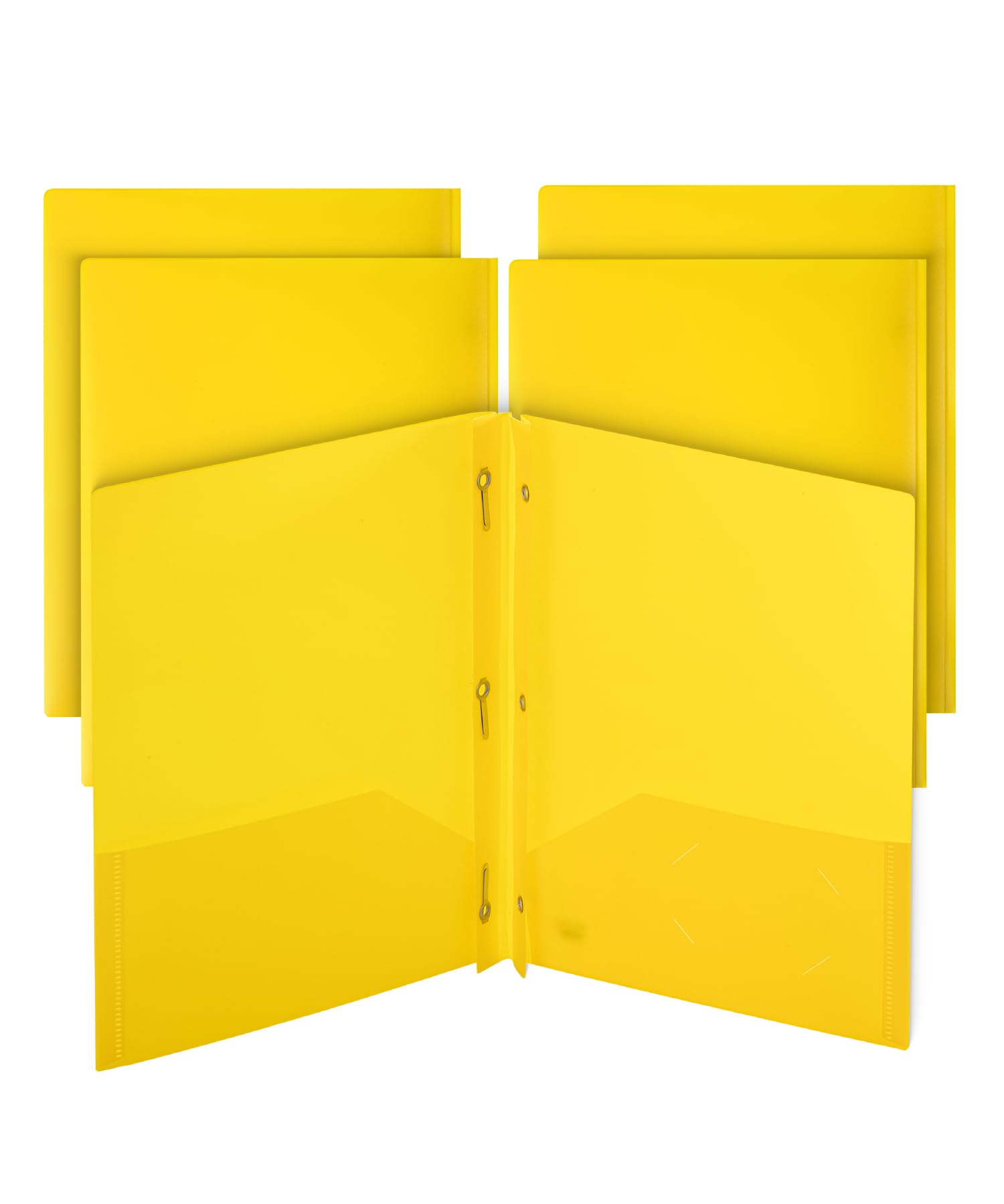 Mr. Pen- Plastic Folders With Pockets And Prongs, 5 Pack, Yellow, Pocket Folders, Folders With Prongs, File Folders With Fastene