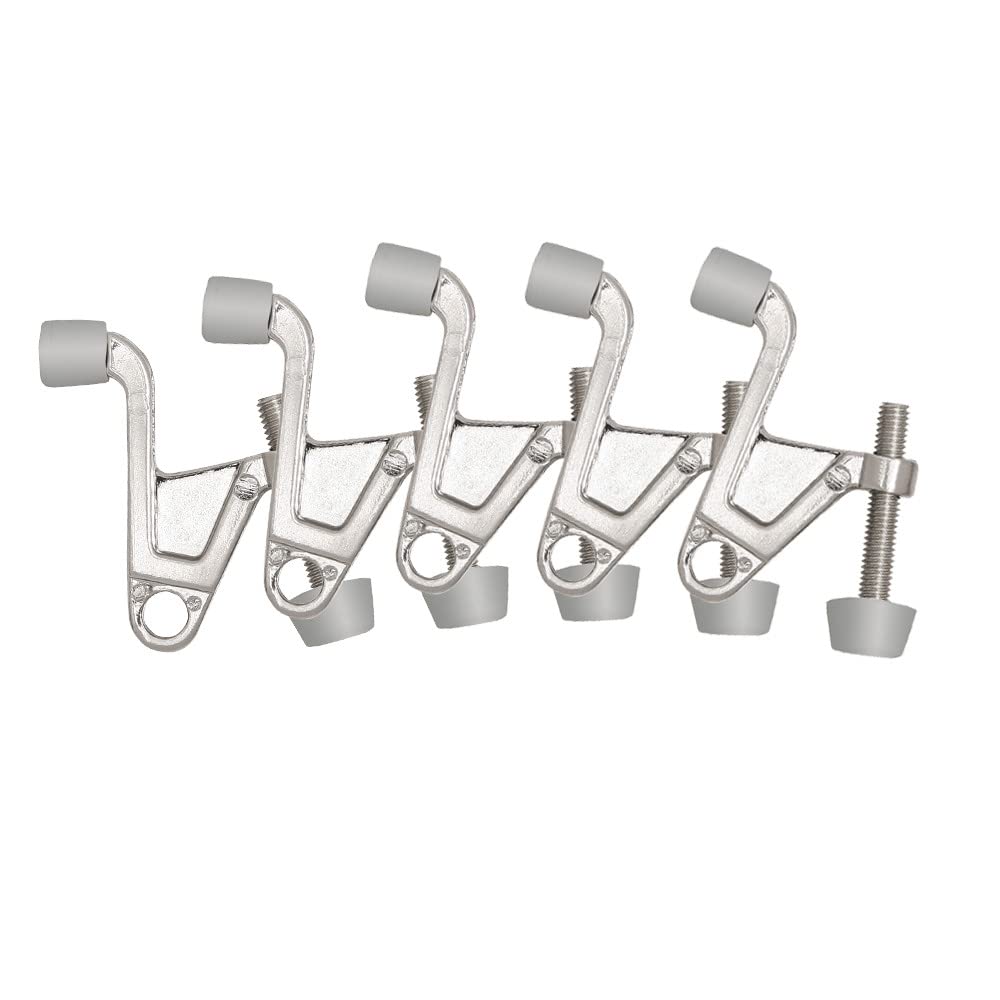 Jumbo Hinge Pin Door Stop Wall Protector With Rubber Tip, Design House Satin Nickel Adjustable Door Stoppers,181834, 5 Count (Pa