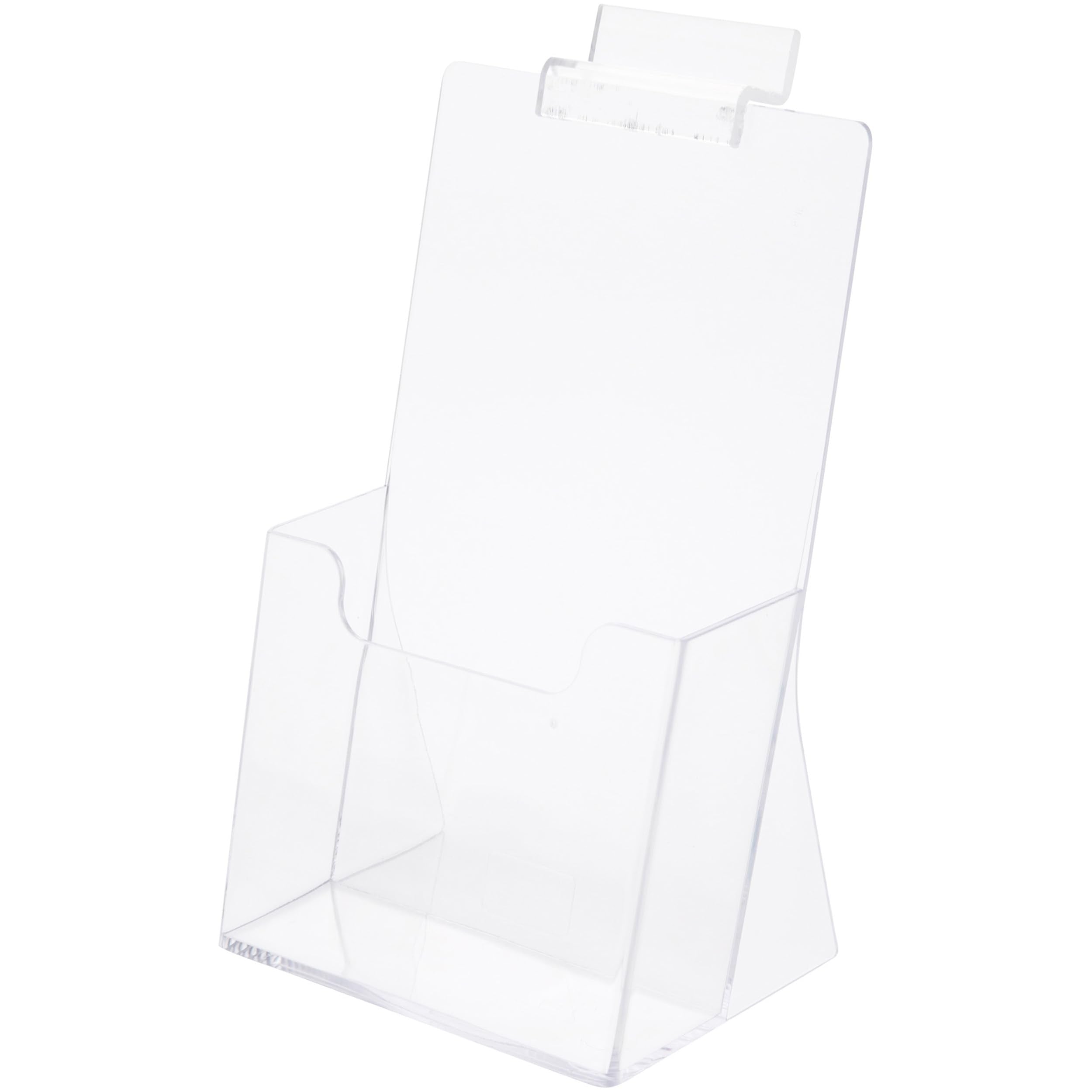 Plymor Clear Acrylic Tri-Fold Brochure Literature Holder (Countertop/Slatwall), Fits Documents Up To 4' Wide (3 Pack)
