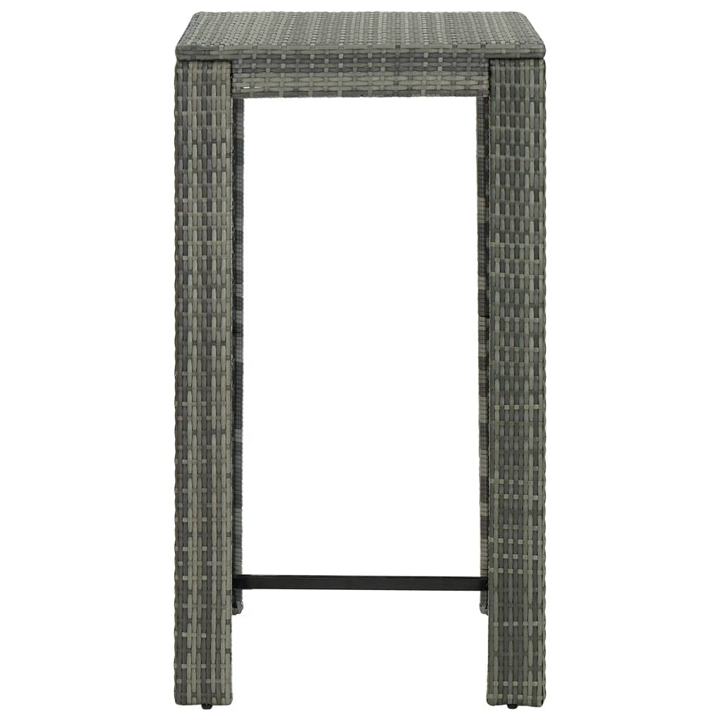 vidaXL Modern Patio Bar Table - Lightweight Poly Rattan Outdoor Table in Gray - 23.8&quot;x23.8&quot;x43.5&quot;- Made with Durable PE Rattan and Powder-Coated Steel Frame - Suitable for Indoor and Outdoor Use