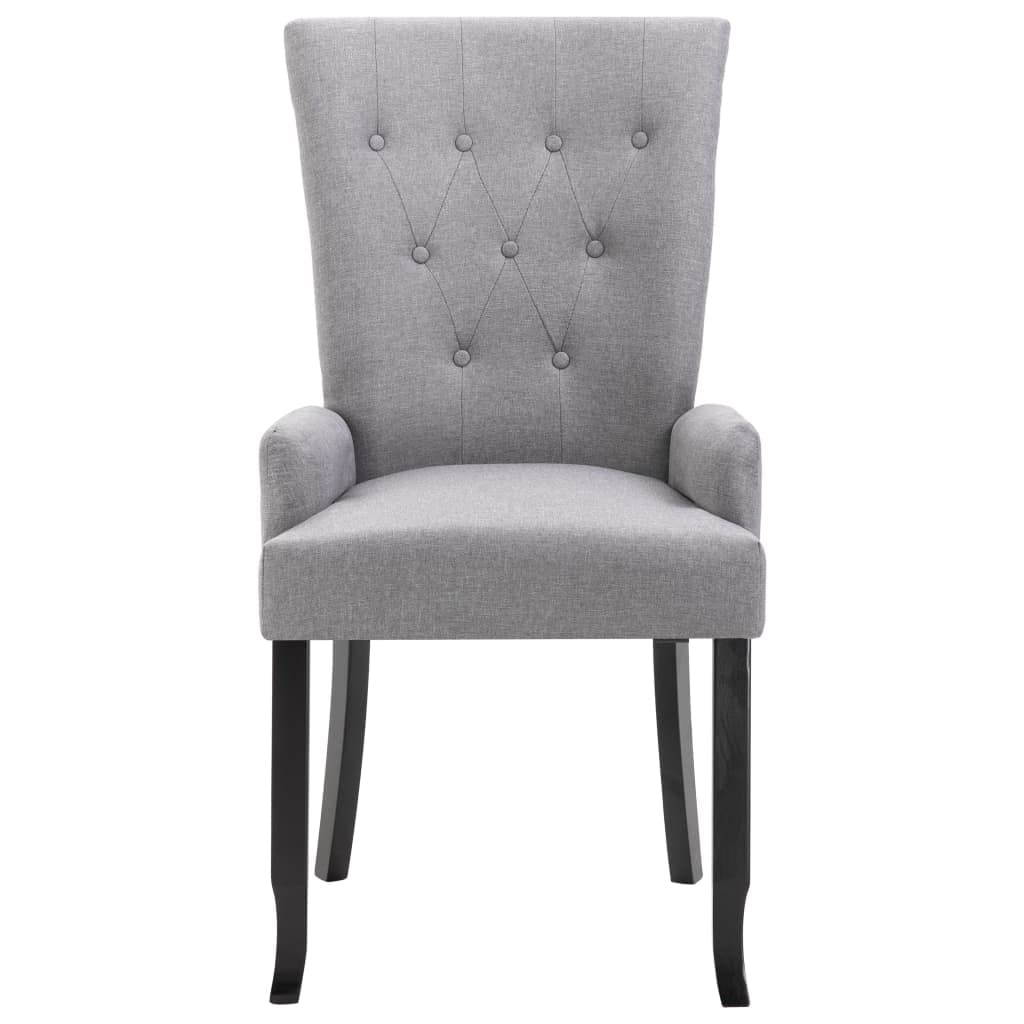 vidaXL Dining Chair with Armrests Light Grey Fabric