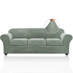 Princedeco 4 Pieces Couch Covers Extra Large Couch Covers For 3 Cushion Sofa Width Up To 105 Inch Thick Soft Furniture Slipcovers With 3 Individual Large Cushion Covers(X-Large, Seagrass)
