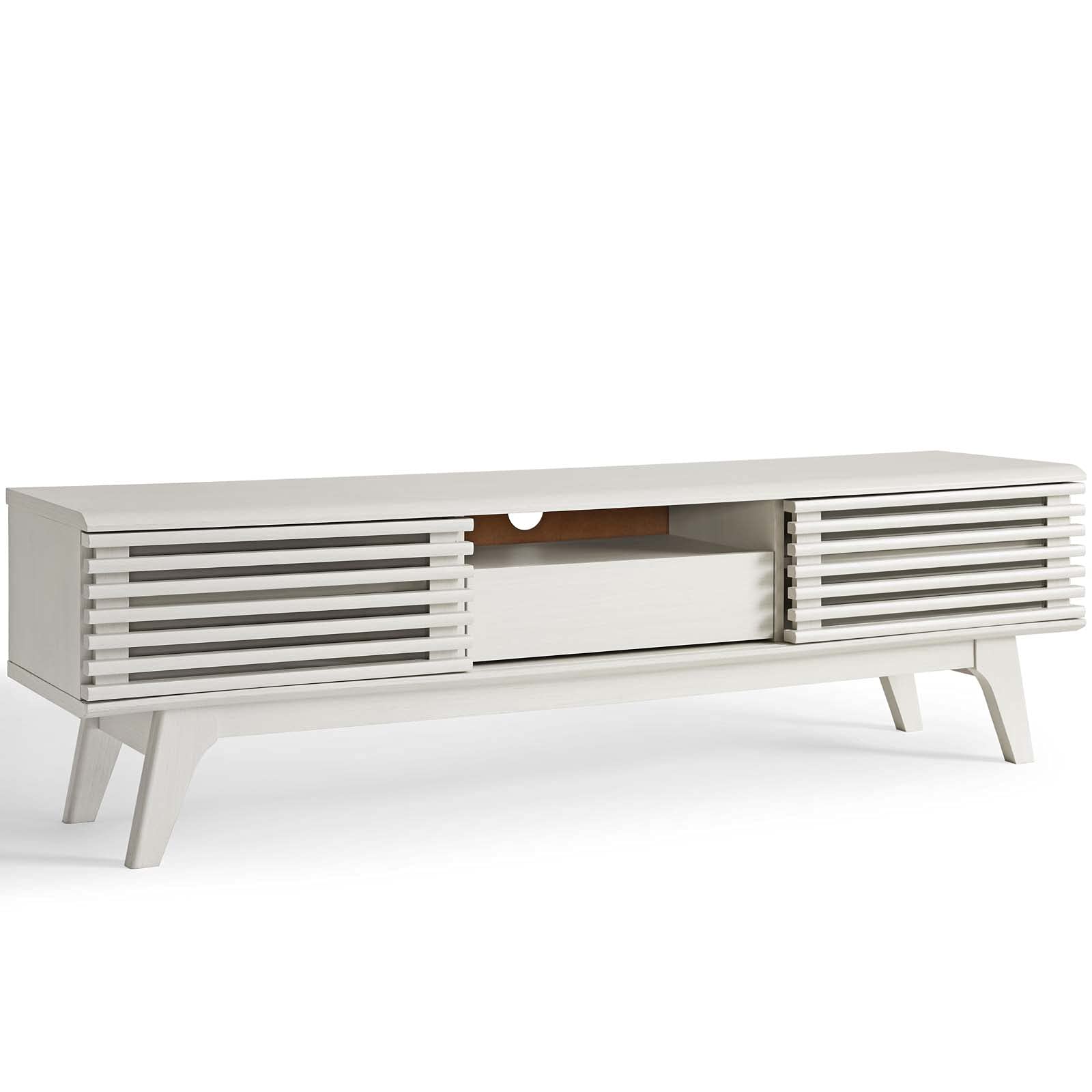 Modway Render Mid-Century Modern Low Profile 59 Inch Tv Stand In White