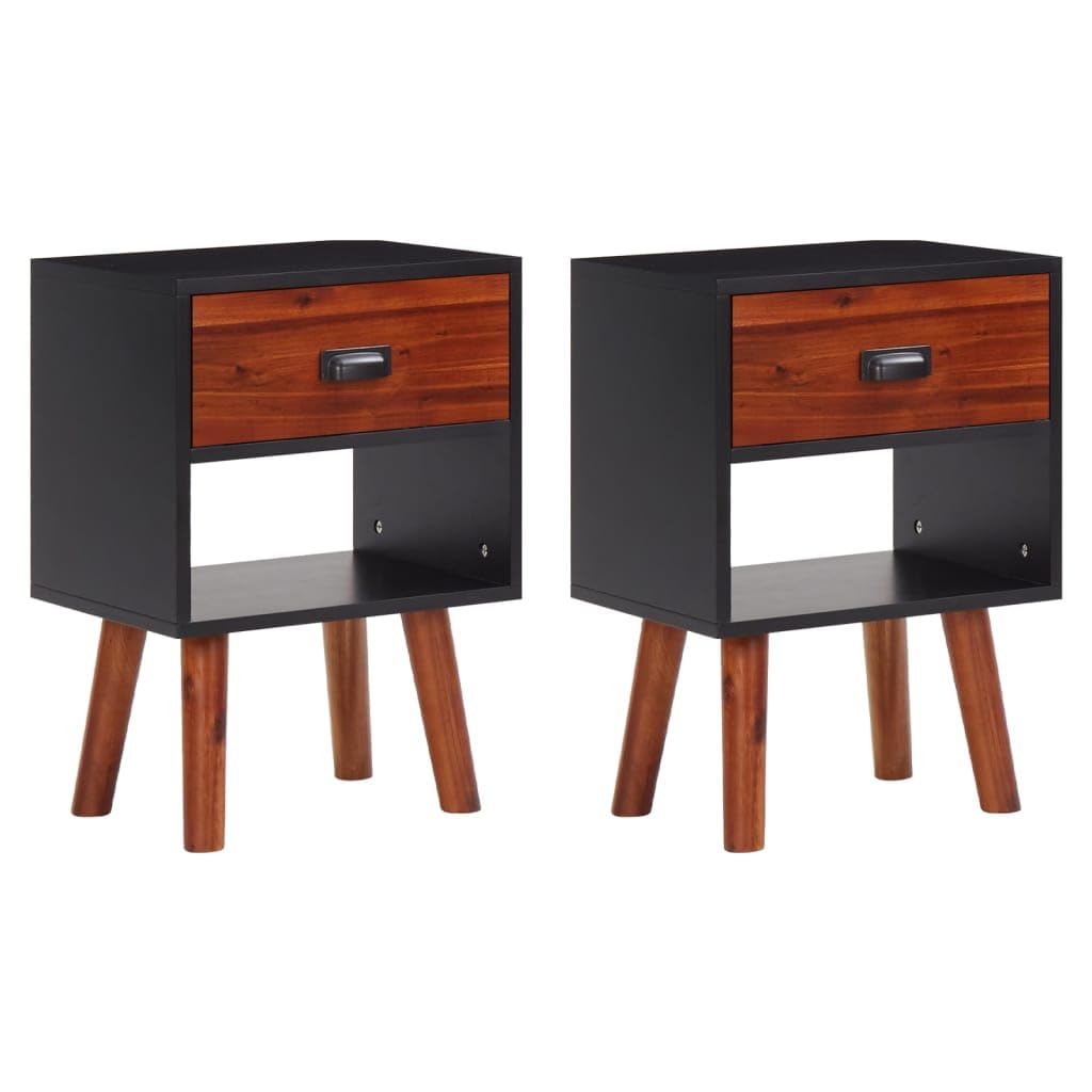 vidaXL Solid Acacia Wood Bedside Cabinets 2 pcs 15.7x11.8x22.8