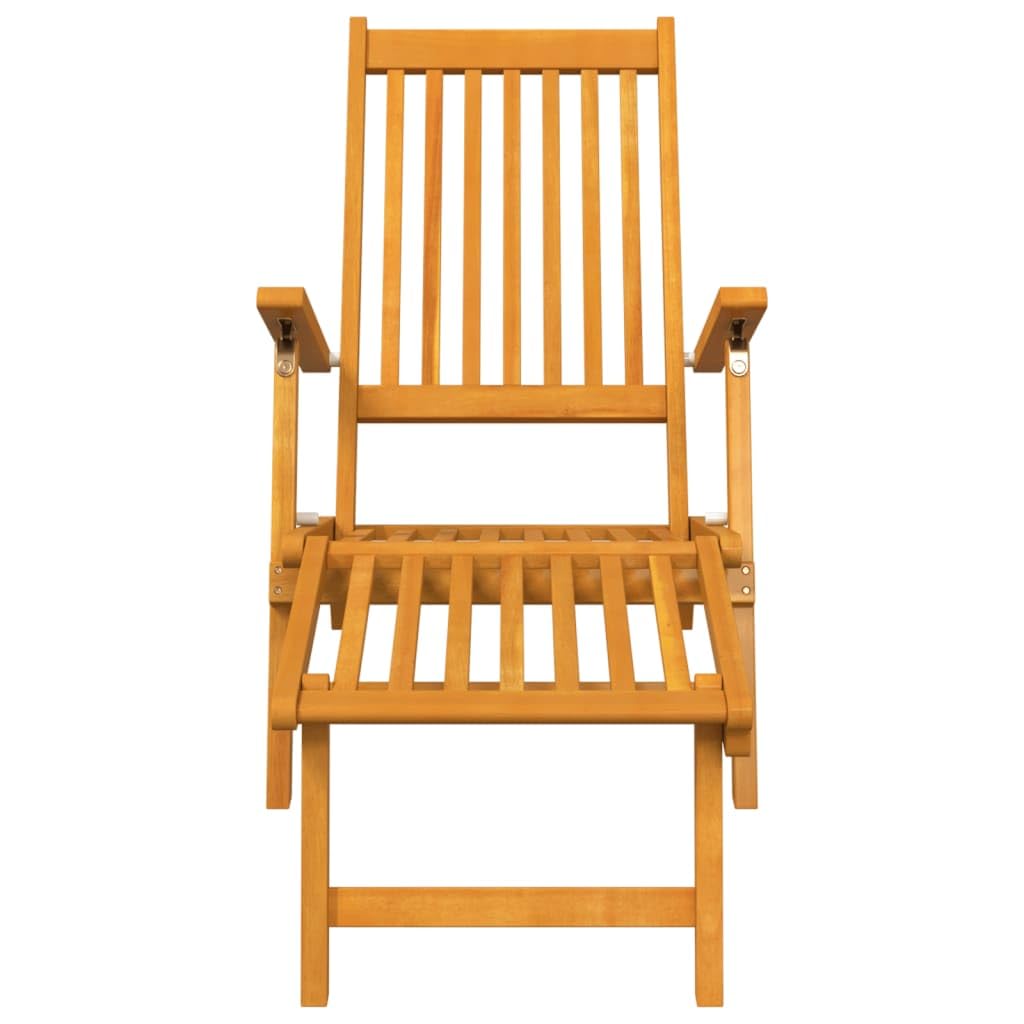 vidaXL 2X Solid Wood Acacia Patio Deck Chairs with Footrests Garden Outdoor Terrace Balcony Wooden Folding Chaise Lounge Sun Lounger Furniture