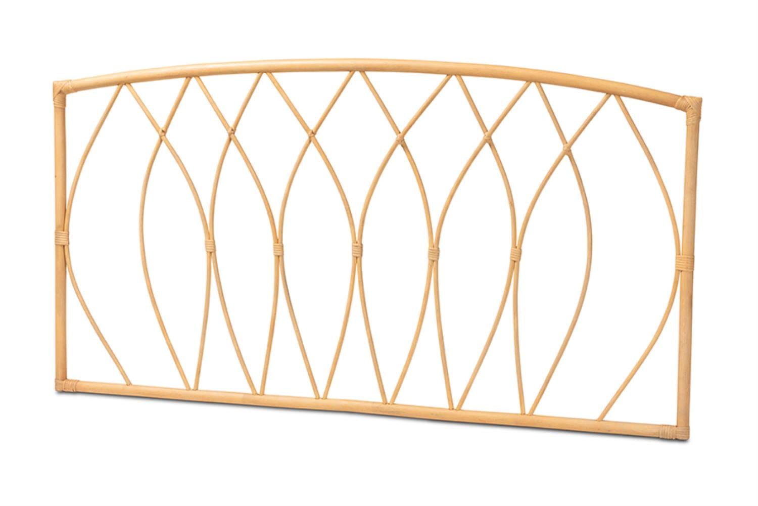 Baxton Studio Halia Modern Bohemian Brown Rattan Queen Size Wall-Mount Headboard