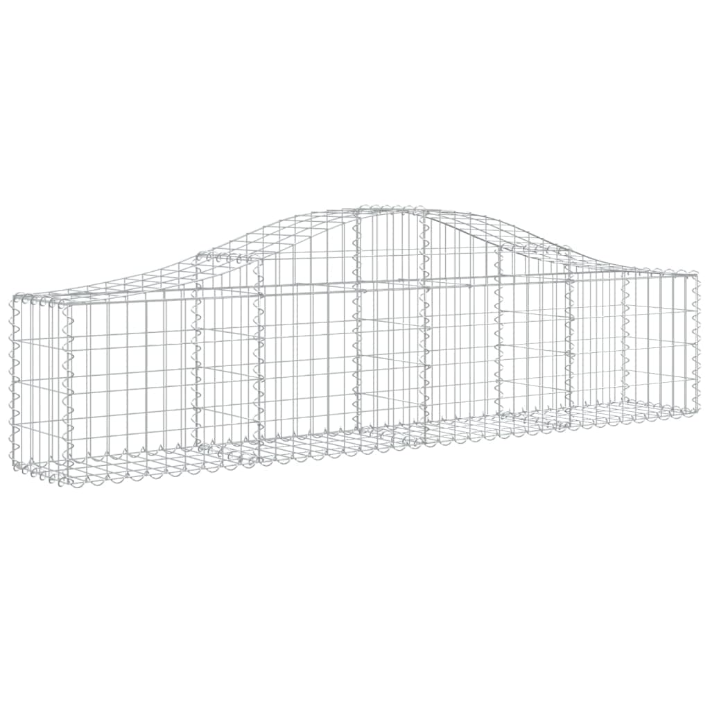 vidaXL Galvanized Iron Arched Gabion Basket 78.7&quot;x11.8&quot;x15.7&quot;/23.6&quot;, Decorative Garden Barrier, Stable Stone Cage Retaining Wall, for Wind/Rain Protection, Easy Assembly, Silver