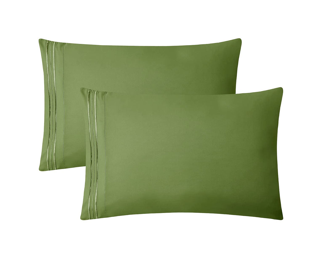 Clara Clark California King Sheets Set, Deep Pocket Bed Sheets For Cal King Size Bed - 4 Piece Bed Sheet Set, Extra Soft Bedding Sheets & Pillowcases, Calla Green Sheets Cal King