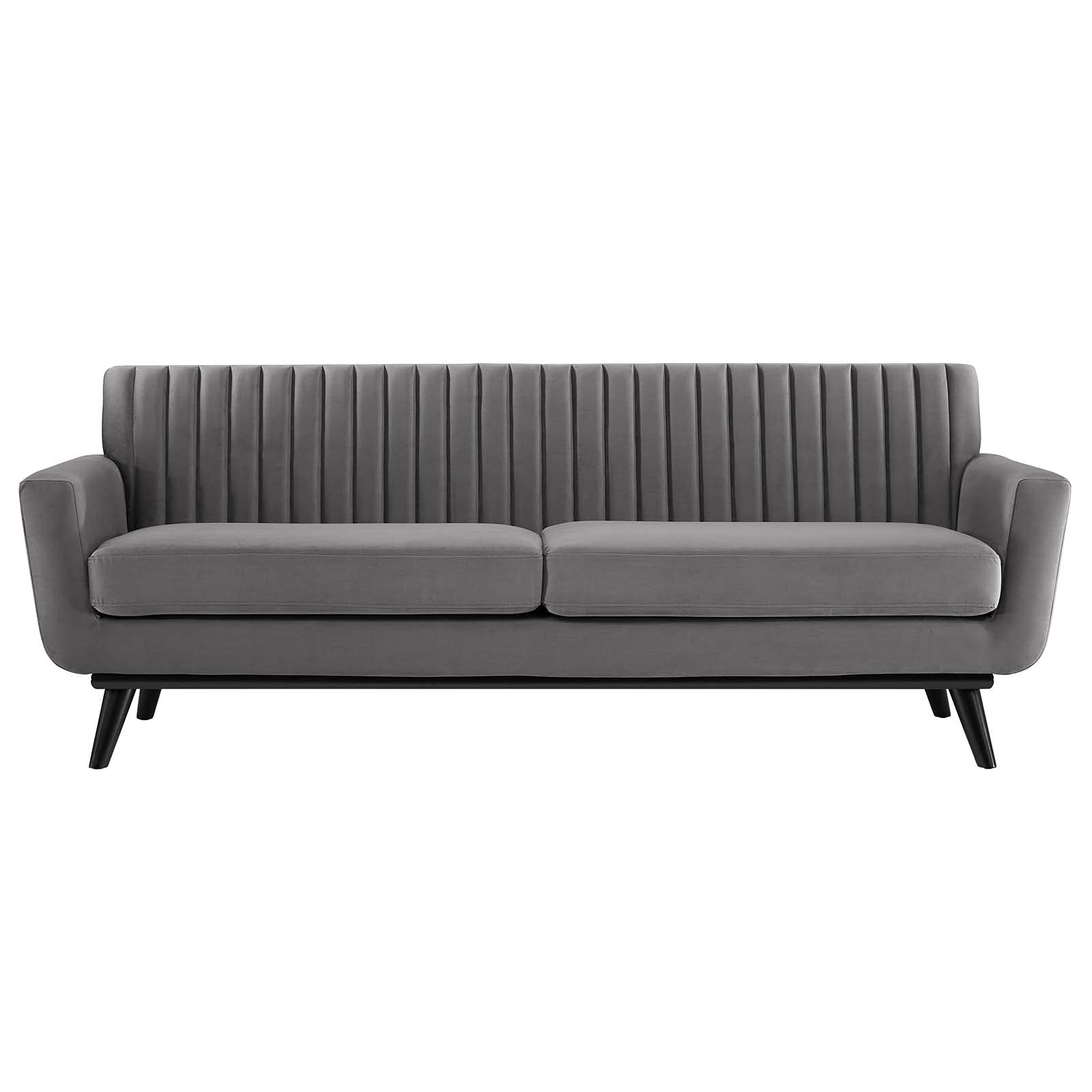 Modway Engage Channel Tufted Performance Velvet Sofa in Gray