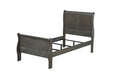 Acme Louis Philippe Wooden Twin Sleigh Bed in Dark Gray