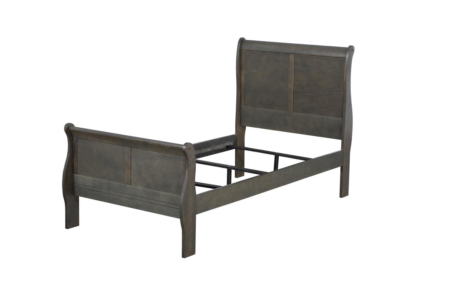 Acme Louis Philippe Wooden Twin Sleigh Bed in Dark Gray