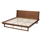 Baxton Studio Macayle Mid-Century Modern Ash Walnut Finished Wood King Size Platform Bed