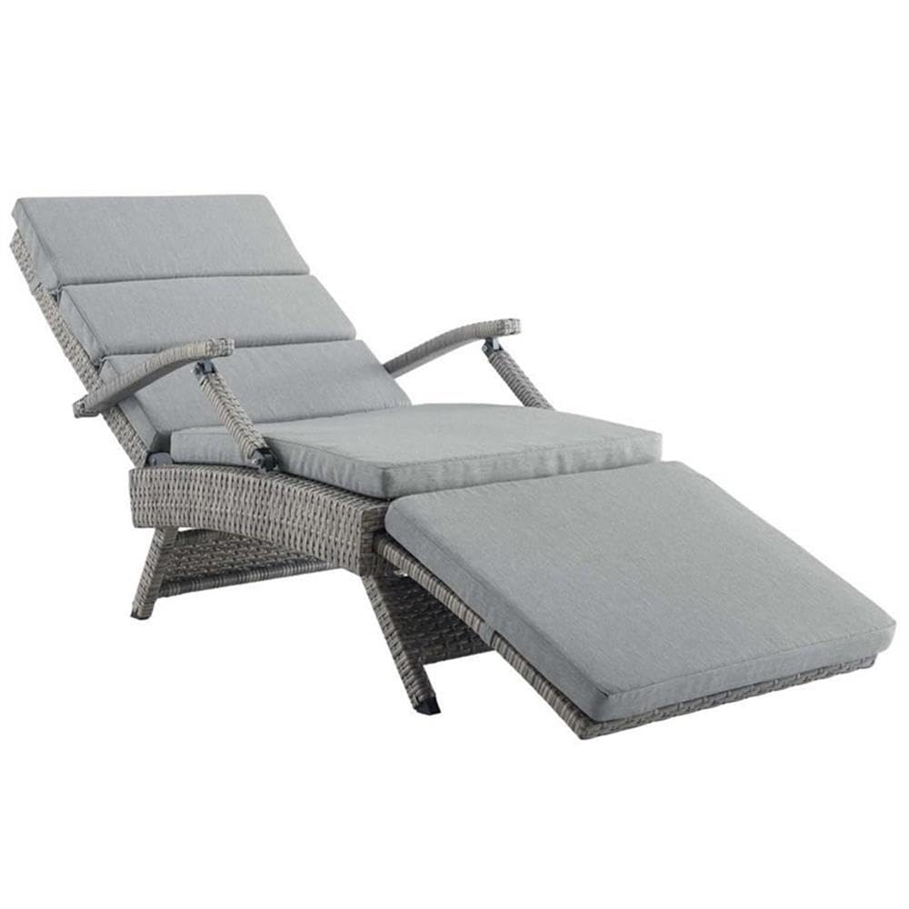 Modway Envisage Outdoor Patio Wicker Rattan Chaise Lounge In Light Gray Gray