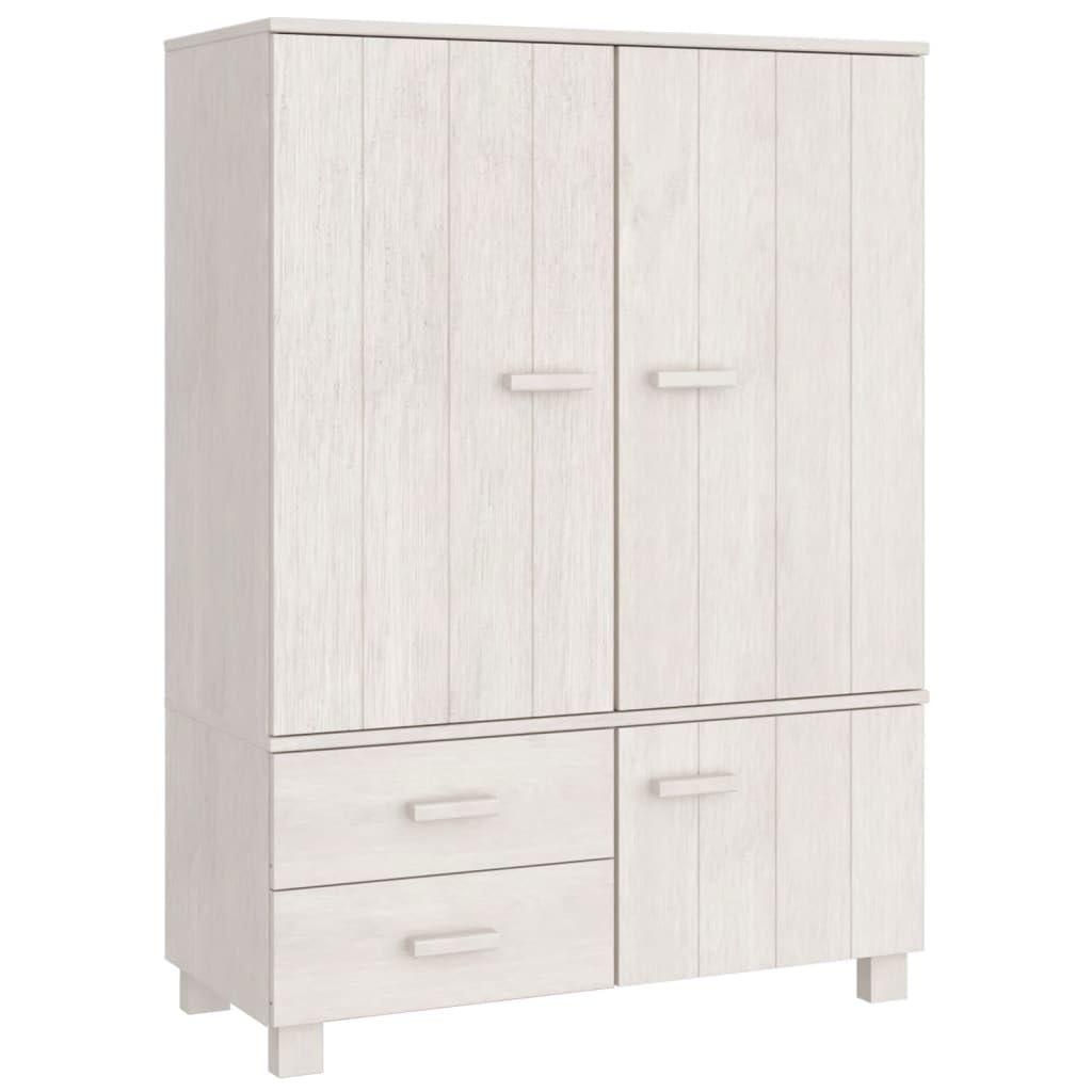 vidaXL Solid Pinewood Wardrobe with Drawers and Compartments in White Color, Lightweight Furniture, Complies with California Prop 65 Safety Standards.