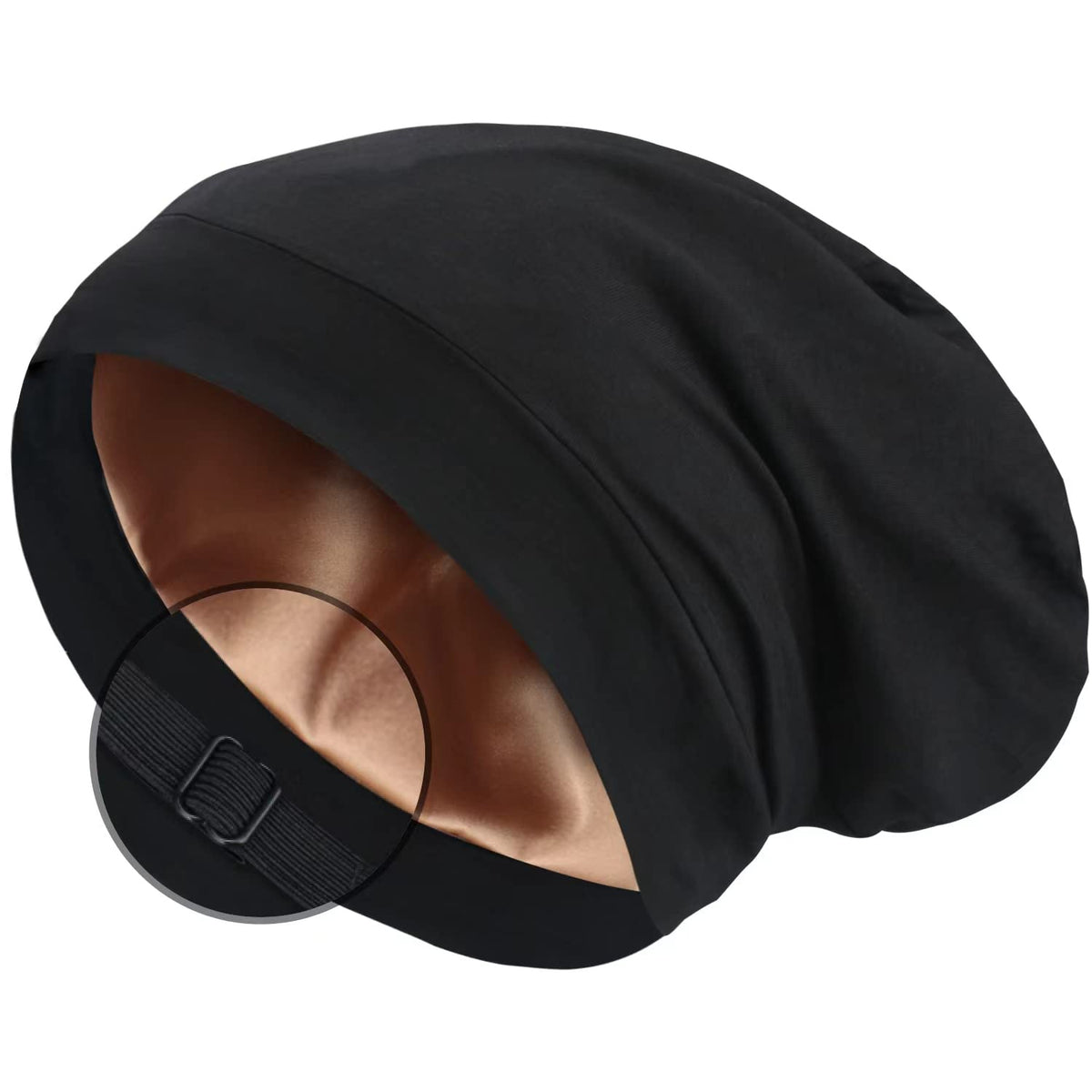 Naivlizer Satin Lined Hair Bonnet Sleep Cap, Adjustable Slouchy Sleep Bonnet, Hair Wrap for Frizzy Curly Hair Locs, Hair Protect