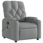 vidaXL Massage Recliner Chair Light Gray Fabric - Manual Recline, 6-Point Vibration Massage, Cup Holders, Side Pocket, Sturdy Wood/Metal Frame