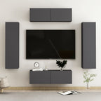 vidaXL TV Cabinet Set 10 Piece Home Living Room Furniture TV Stand HiFi Stereo Cabinet Media Unit Entertainment Center Black Engineered Wood