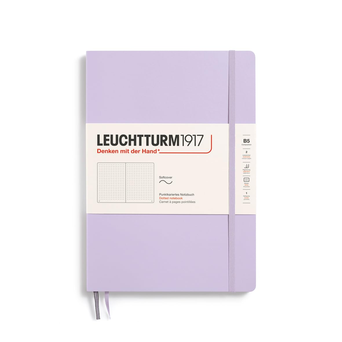 Leuchtturm1917 - Notebook Softcover Composition B5-123 Numbered Pages For Writing And Journaling (Dotted, Lilac)