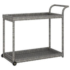 vidaXL Gray Poly Rattan and Powder-Coated Steel Bar Cart with Handle, Castors, and Ample Storage Space – 39.4"x17.7"x32.7"