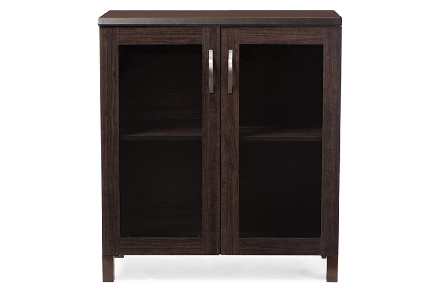 Baxton Studio Wholesale Interiors Sintra Sideboard Storage Cabinet with Glass Doors, Dark Brown
