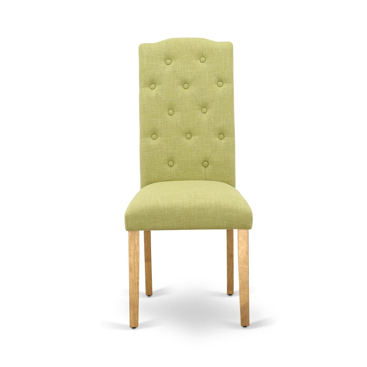 East West Furniture Cep4T07 Celina Parson Dining Room Chairs - Button Tufted Limelight Linen Fabric Upholstered Chairs, Set Of 2, Oak