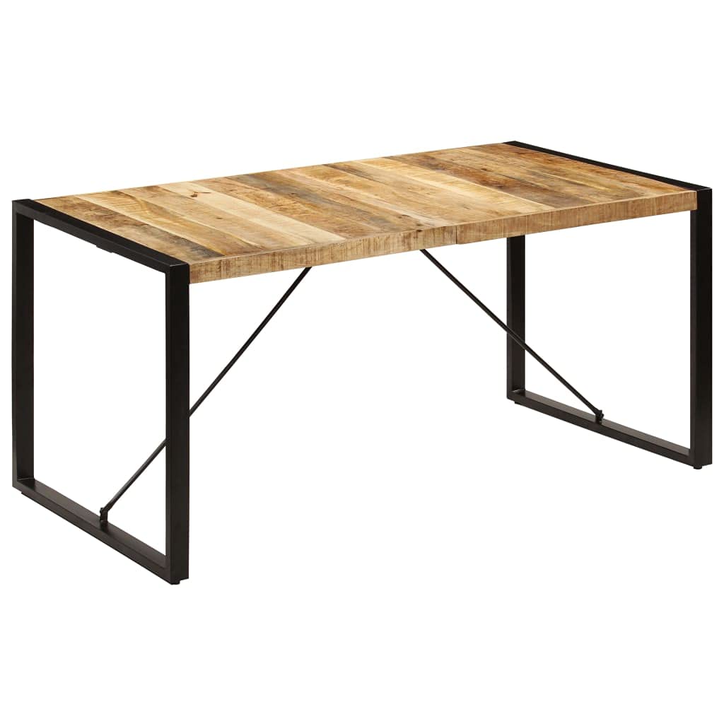vidaXL Dining Table - Industrial-Style, Crafted from Solid Mango Wood and Powder-Coated Steel, Easy to Assemble, Brown and Black Finish, Perfect for Kitchen and Dining Room