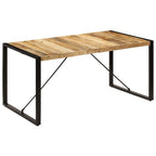 vidaXL Dining Table - Industrial-Style, Crafted from Solid Mango Wood and Powder-Coated Steel, Easy to Assemble, Brown and Black Finish, Perfect for Kitchen and Dining Room