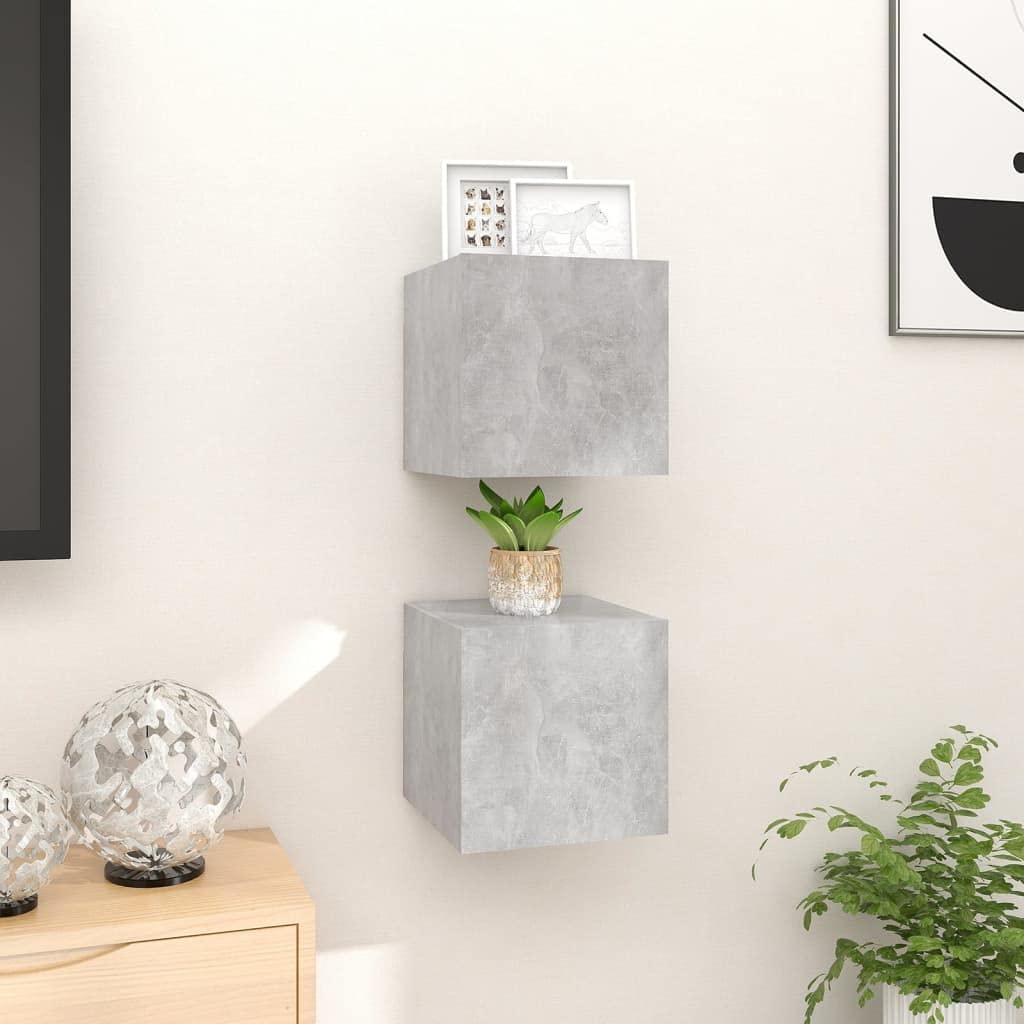Wall Mounted TV Cabinets 2 pcs Concrete Gray 12&quot;x11.8&quot;x11.8&quot;