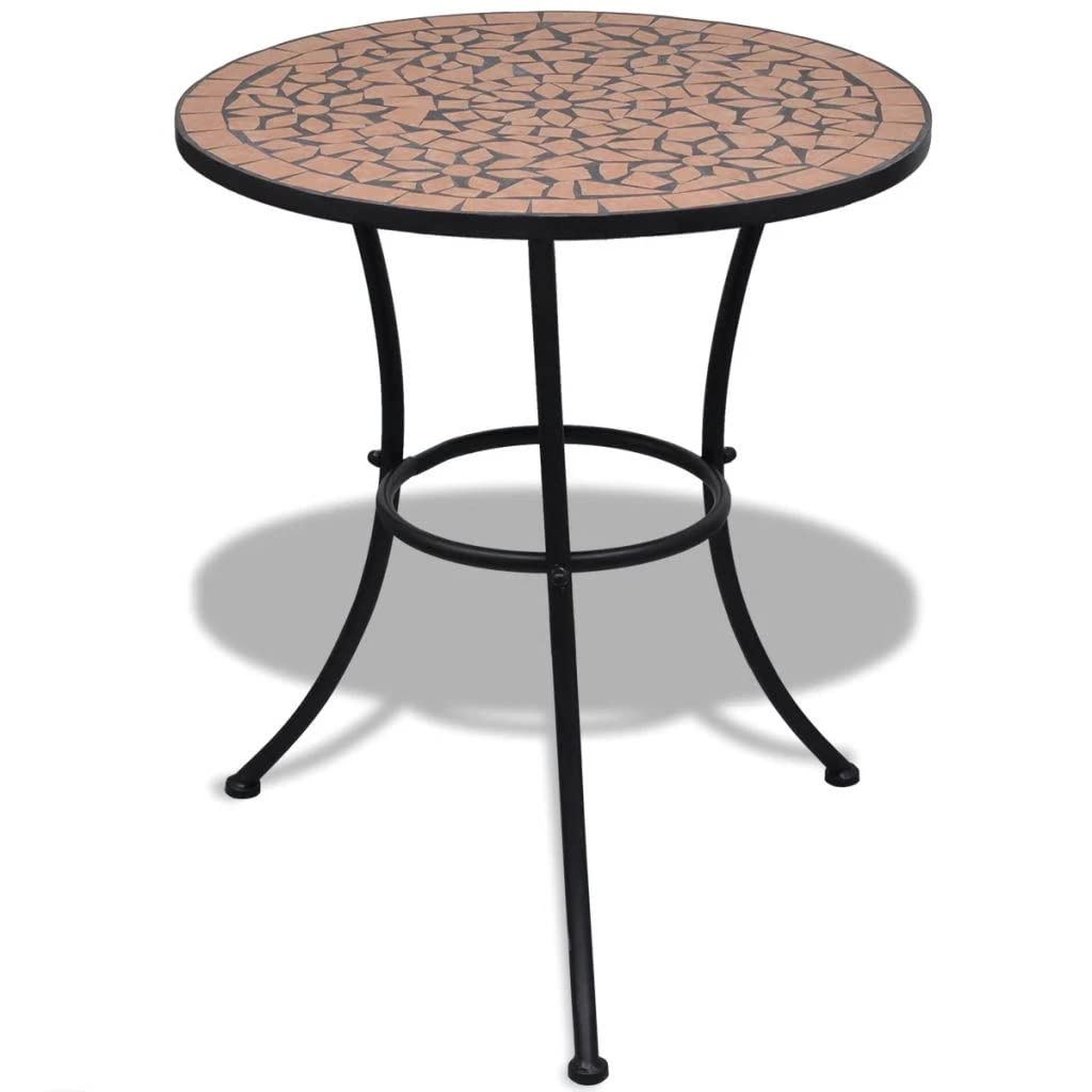 Vidaxl Bistro Table, Outdoor Side Table, Garden Table, Outdoor Mosaic Table For Front Porch Deck Lawn Backyard Balcony Terrace, Ceramic Terracotta