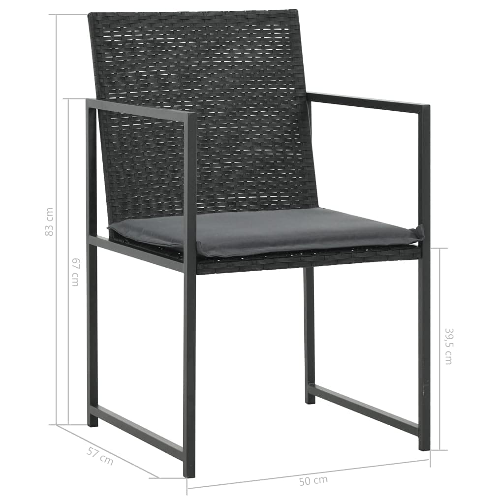 vidaXL Black Poly Rattan 9 Piece Patio Dining Set - Water-Resistant Outdoor Furniture with Powder-Coated Steel Frame, Table, Chairs and Seat Cushions