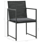 vidaXL Black Poly Rattan 9 Piece Patio Dining Set - Water-Resistant Outdoor Furniture with Powder-Coated Steel Frame, Table, Chairs and Seat Cushions