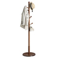 VASAGLE Solid Wood Coat Rack, Free Standing Hall Coat Tree with 7 Hooks, 3 Height Options, for Coats, Hats, Bags, Purses, for En