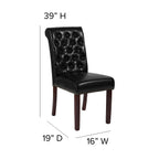 Flash Furniture Hercules Series Black Leathersoft Parsons Chair With Rolled Back, Accent Nail Trim And Walnut Finish