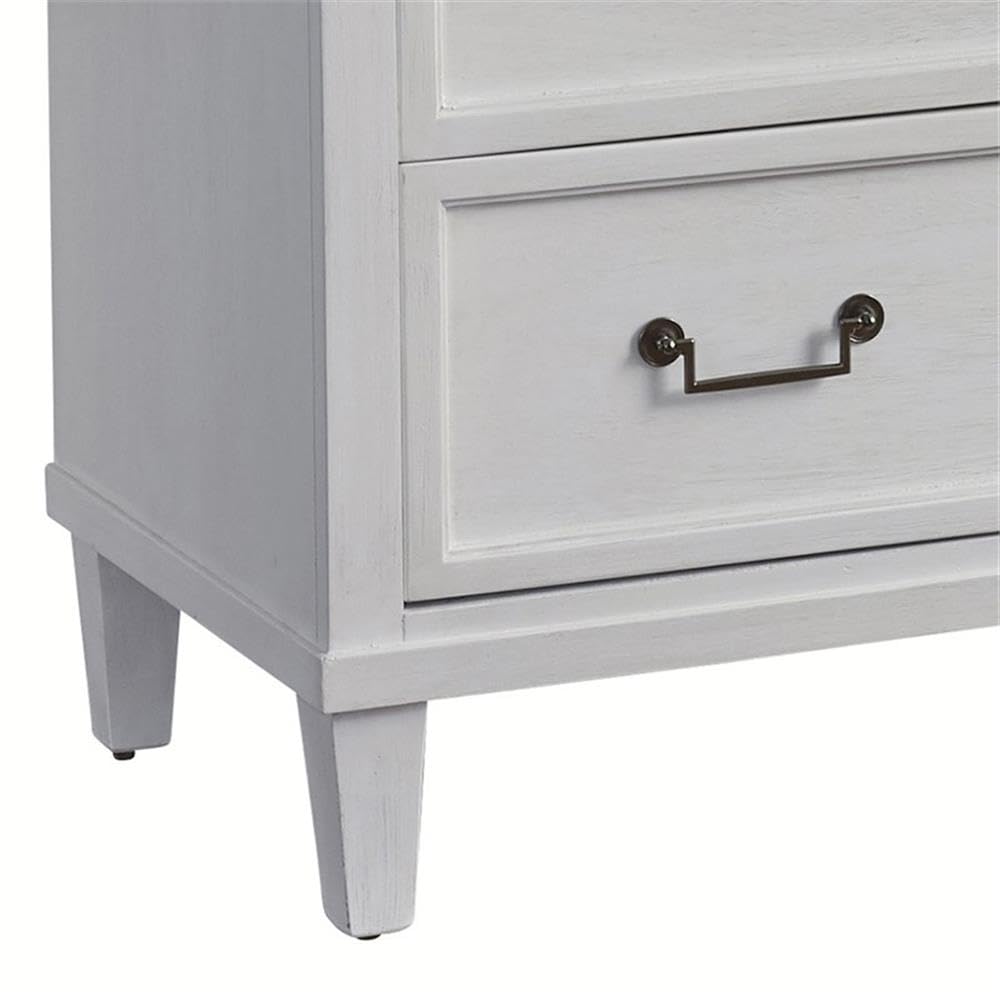American Woodcrafters Dunescape Wood 5-Drawer Chest In Antiqued Silver/White