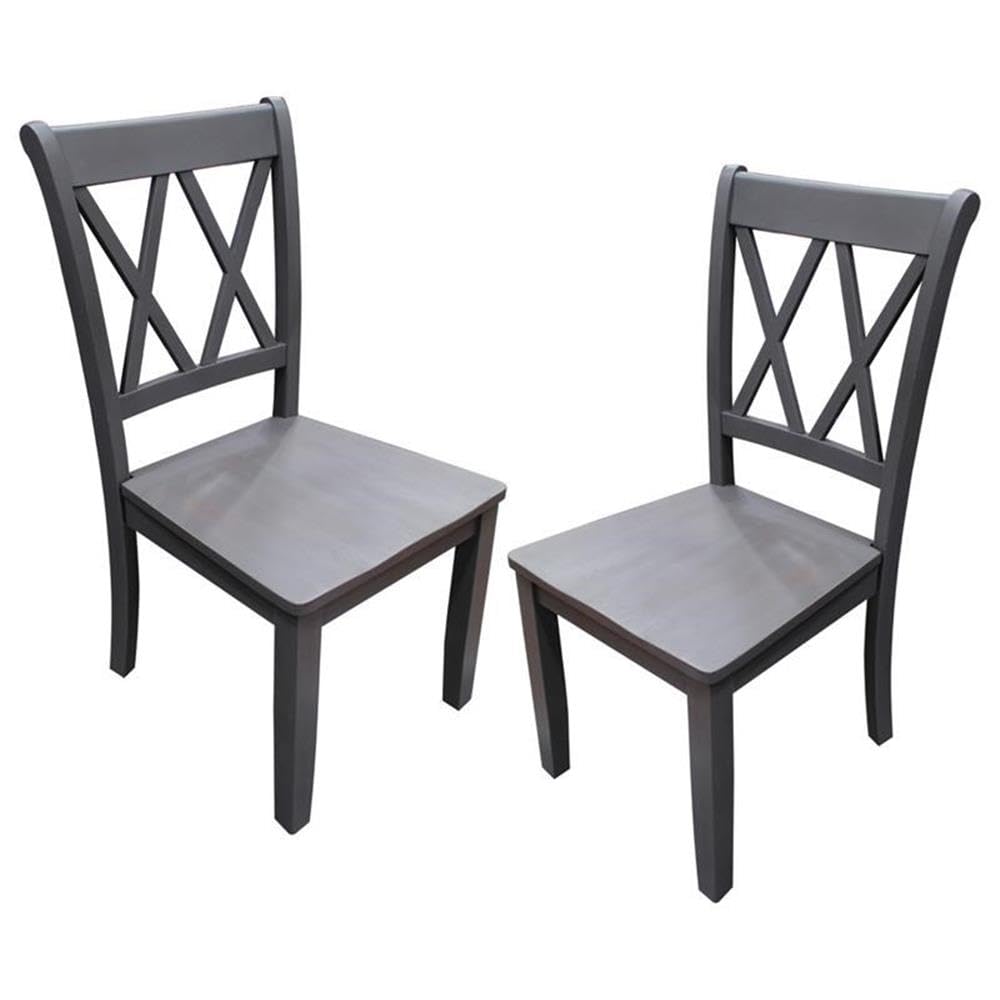 Best Master Luxembourg Solid Wood Dining Side Chair In Rustic Gray (Set Of 2)