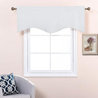 Nicetown Bathroom Valances For Small Windows, Rod Pocket Elegant 52 Inches By 18 Inches Scalloped Valance Curtain Panel For Livi