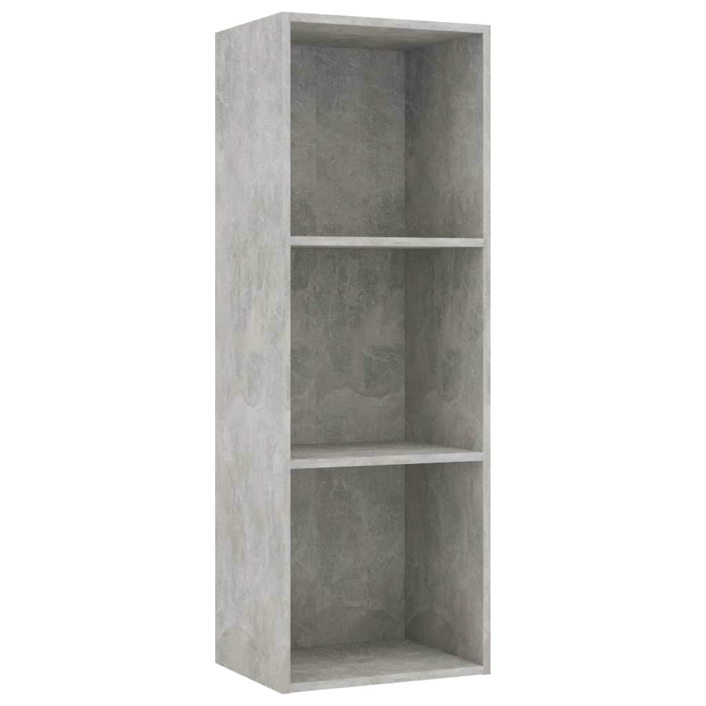 vidaXL Bookshelf, 3-Tier Book Cabinet Bookcase, Wall Bookshelf for Office, Freestanding Shelving Unit, Modern, Concrete Gray Engineered Wood