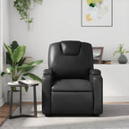 vidaXL Black Faux Leather Recliner - Manual Reclining Function, Dual Cup Holders, 135-Degree Tilt, Padded Armchair for Living Room, Standard, 372389