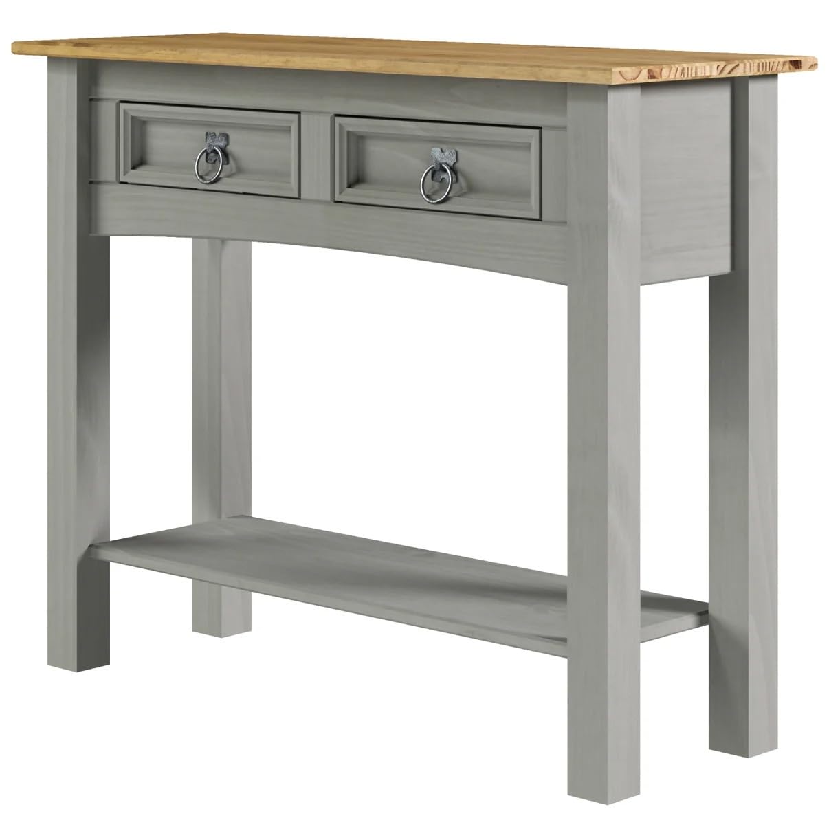 American Furniture Classics Cottage Series Solid Wood Two Drawer Hall Console Table, Corona Gray