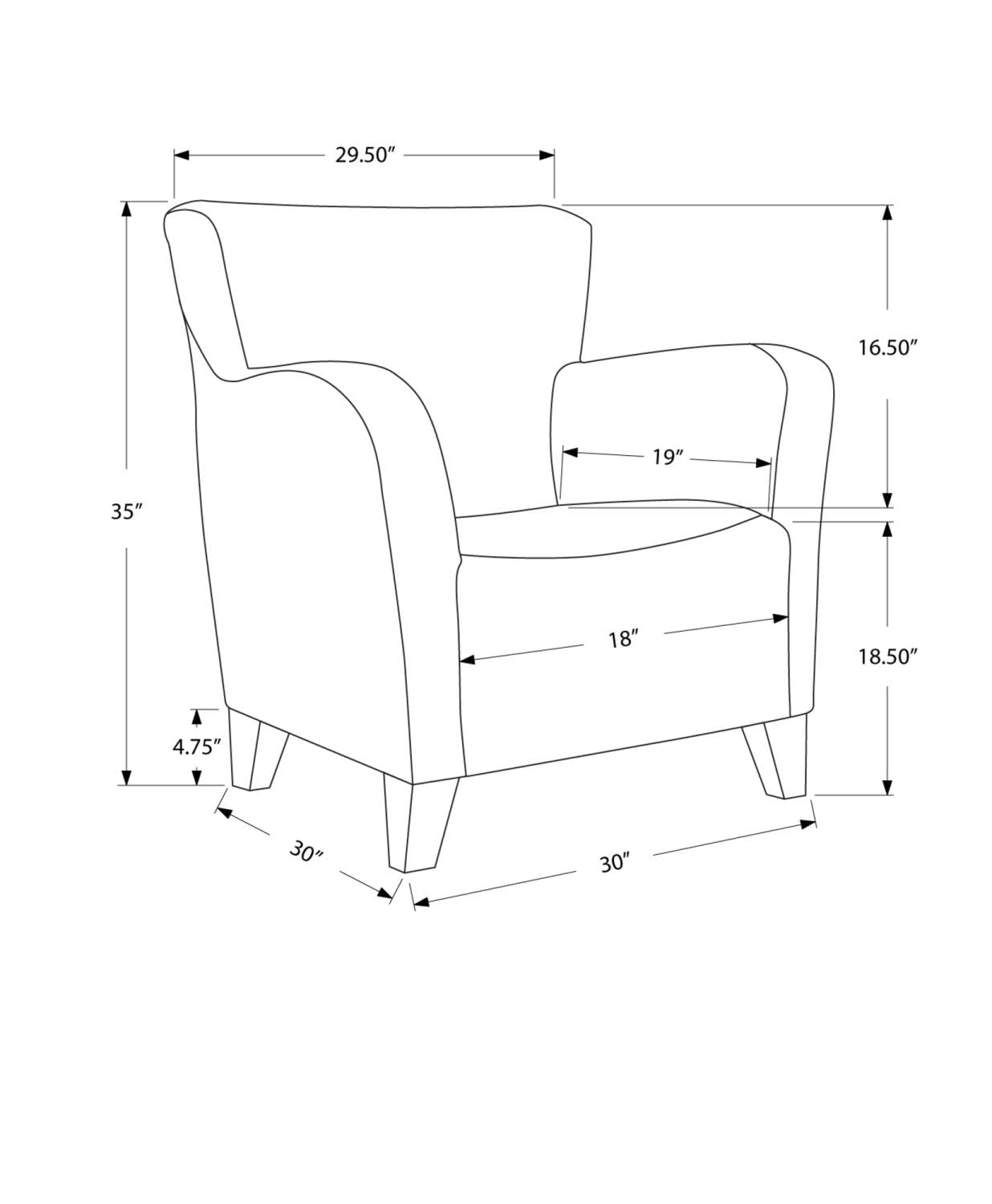 Monarch Specialties I Accent Chair, Red, L x 30' W x 35' H