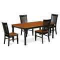 Black Cherry Kitchen Table Set 5-Piece Dining Furniture Black/Rubber Wood